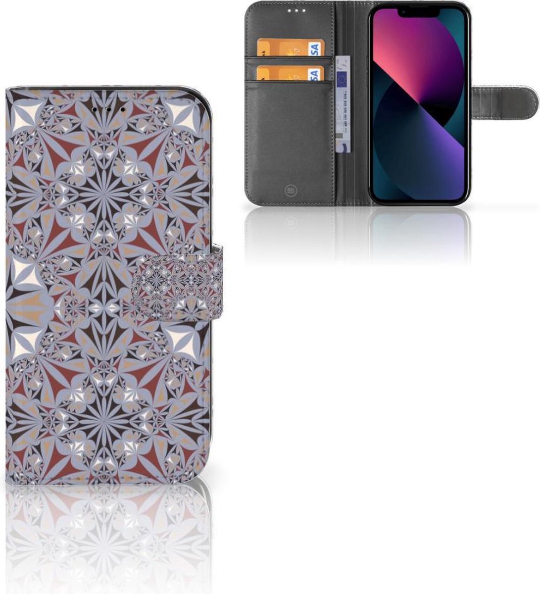 Book Case voor Apple iPhone 13 Bookcase Flower Tiles