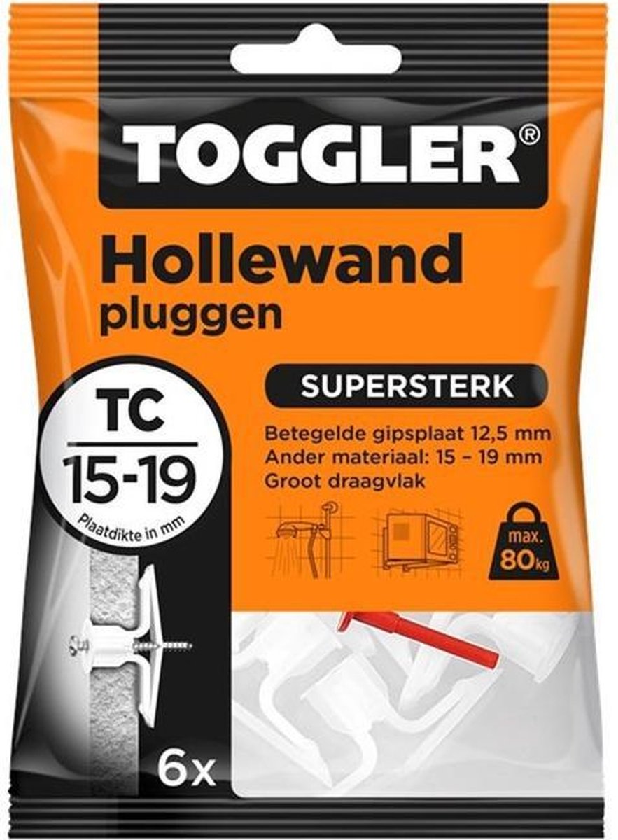 Toggler Hollewandplug TC 16-19 mm - 6 Stuks - Toggler