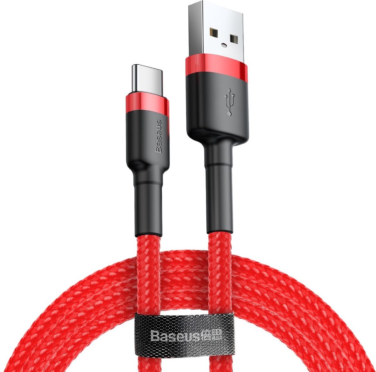 Baseus - Cafule - Kabel duurzame nylon kabel USB/USB-C QC3.0 3A 0,5M rood - (CATKLF-A09)