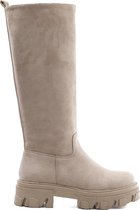 SmileFavorites® Laarzen, Chelsea boots met Hak - Suedine - Beige - Maat 39