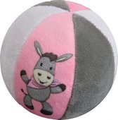 bal Ezel junior 10 cm pluche grijs/roze