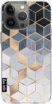 Casetastic Apple iPhone 13 Pro Hoesje - Softcover Hoesje met Design - Soft Blue Gradient Cubes Print