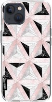 Casetastic Apple iPhone 13 Hoesje - Softcover Hoesje met Design - Marble Triangle Blocks Pink Print