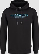 Purewhite -  Heren Regular Fit    Hoodie  - Zwart - Maat XS