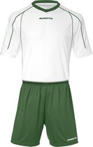 Masita | Sportshirt Heren & Dames Korte Mouw - Striker - Licht Elastisch Polyester Ademend Vocht Regulerend - Wit-Groen - 140