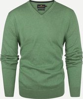 Steppin' Out Herfst/Winter 2021 Trui Cotton Cashmere Vneck Mannen - Regular Fit - Katoen - Groen (XXL)