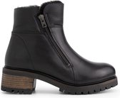 Mysa Leliana dames leren enkellaarzen - Gevoerde boots - Zwart Leer - Maat 41