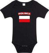 Polska baby rompertje met vlag zwart jongens en meisjes - Kraamcadeau - Babykleding - Polen landen romper 80