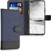 kwmobile telefoonhoesje voor OnePlus Nord - Hoesje met pasjeshouder in donkerblauw / zwart - Case met portemonnee
