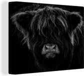 Tableau sur toile un highlander écossais sur fond sombre - noir et blanc - 40x30 cm - Décoration murale