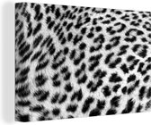 Canvas Schilderij Close-up vacht luipaard - zwart wit - 60x40 cm - Wanddecoratie