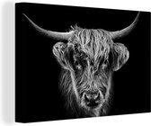 Canvas Schilderij Schotse hooglander - Zwart - Koe - Dieren - 120x80 cm - Wanddecoratie