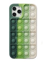 iPhone 12 Pro Back Cover Pop It Hoesje - Soft Case - Regenboog - Fidget - Apple iPhone 12 Pro - Donkergroen / Lichtgroen