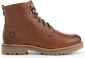 Travelin' Stalon Dames - Leren Veterschoenen - Wol gevoerde boots - Cognac bruin leer - Maat 43
