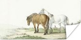 Affiche Un cheval marron et blanc le long d'une clôture - peinture de Jean Bernard - 120x60 cm