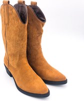 SmileFavorites® Dames Cowboylaarzen met Hak - Camel - Suedine - Maat 36