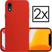 Hoes voor iPhone XR Hoesje Back Cover Siliconen Case Hoes - Rood - 2x