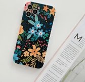 Voor iPhone 11 Pro Frosted Flowers Pattern IMD TPU Case (zwart)