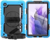 Samsung Galaxy Tab A7 Lite Hoes - Heavy Duty Case met Ingebouwde Screenprotector en Schouderriem - Licht Blauw