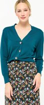 LOLALIZA Gebreide cardigan met hout look knopen - Blauw - Maat XS