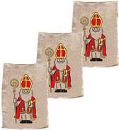 Pakket van 8x stuks jute Sinterklaas cadeau zakken klein 35 x 50 cm - Sint feestartikelen jute kadozakken