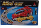 bouwdoos Minicar metaal zilver/rood/geel 53-delig