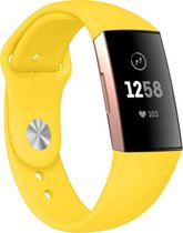 Strap-it Siliconen sport bandje - geschikt voor Fitbit Charge 3 / Fitbit Charge 4 - geel - Maat: Maat L