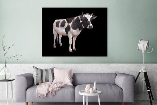 Peintures Vache - Portrait - Zwart - 120x90 cm - Décoration murale
