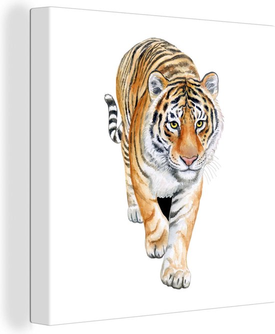 Toile Peintures Tigre - Tête - Wit - 20x20 cm - Décoration murale