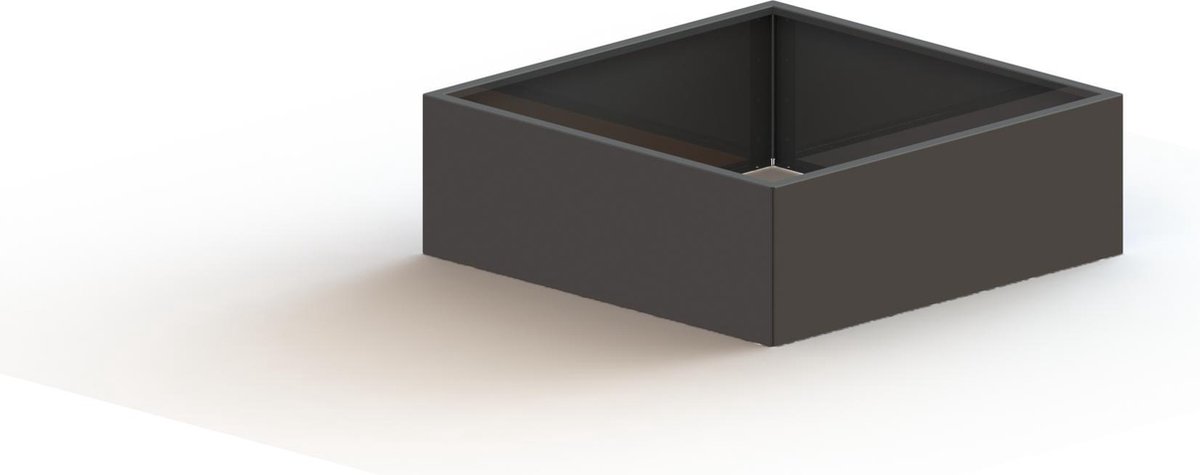 Gepoedercoat staal - plantenbak - Vierkant - 120x120x60cm - Zwart - Met bodem - MySteel