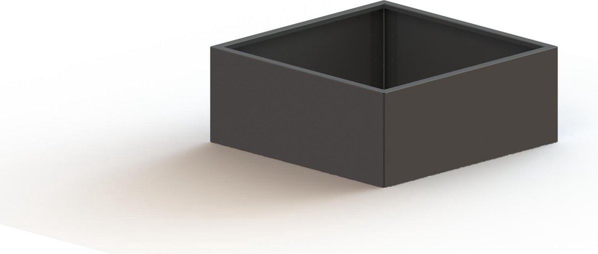 Gepoedercoat staal - plantenbak - Vierkant - 100x100x50cm - Antracietgrijs - Met bodem - MySteel