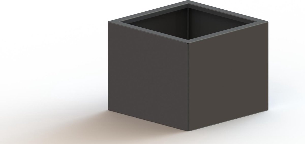 Gepoedercoat staal - plantenbak - Vierkant - 50x50x80cm - Antracietgrijs - Met bodem - MySteel