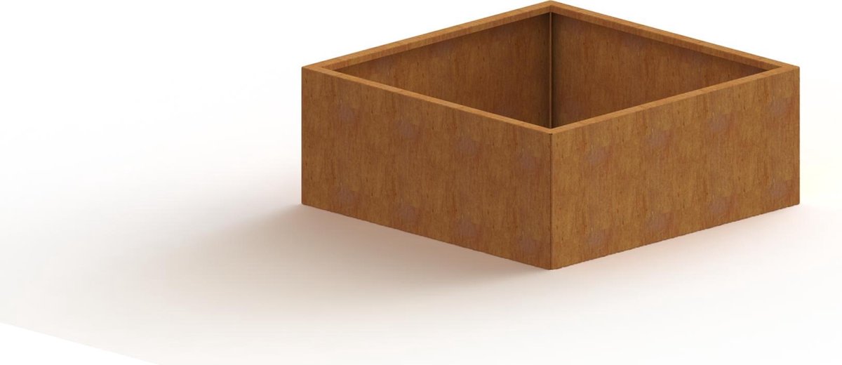 Cortenstaal plantenbak - Vierkant - 100x100x40cm - Roestkleur - Met bodem - MySteel