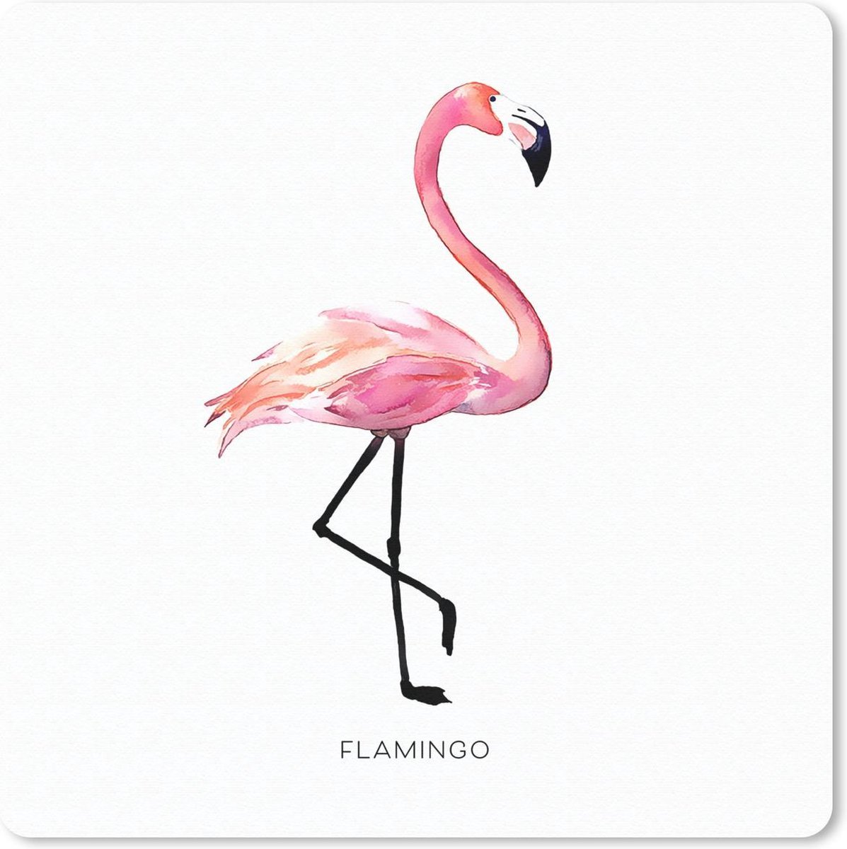 Muismat 30x30 cm - Mousepad Flamingo - Waterverf - Roze - Muismatten