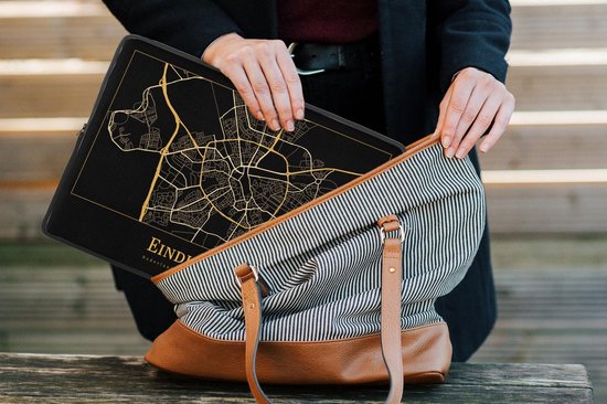 Housse pour ordinateur portable 13 pouces - Carte - Eindhoven - Or - Zwart - Housse pour ordinateur portable