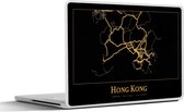 Laptop sticker - 10.1 inch - Kaart - Hong Kong - Goud - Zwart - 25x18cm - Laptopstickers - Laptop skin - Cover