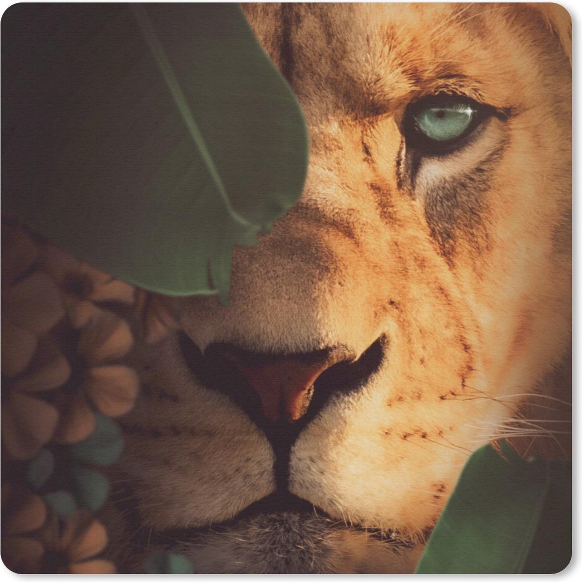 Muismat 30x30 cm - Mousepad Planten - Jungle - Leeuw - Muismatten