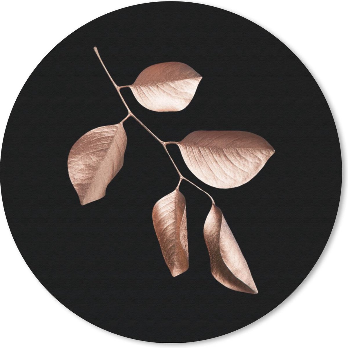 Muismat rond 30x30 cm - Mousepad Roze - Blad - Goud - Ronde muismatten