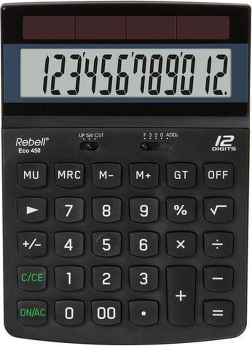 Rebell calculator - ECO 450 BX - Blauer Engel - zwart - RE-ECO450-BX
