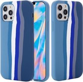 Regenboog vloeibare siliconen schokbestendige volledige dekking beschermhoes voor iPhone 13 (blauw)