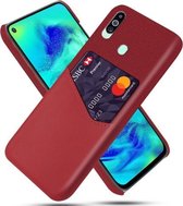 Voor Samsung Galaxy M40 Doek Textuur PC + PU lederen achterkant Schokbestendig hoesje met kaartsleuf (rood)