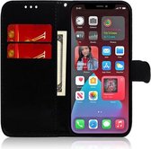 Geïmiteerd spiegeloppervlak horizontale flip lederen tas met houder & kaartsleuven & portemonnee & lanyard voor iPhone 13 (blauw)