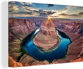 Canvas - Schilderij - Grand Canyon - Landschap - Amerika - Zonsondergang - Water - Berg - Canvas natuur - Schilderijen op canvas - 30x20 cm - Muurdecoratie - Woonkamer