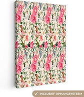 Tableau sur toile Fleurs - Couleurs - Papillon - 80x120 cm - Décoration murale