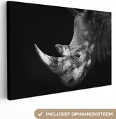 Rhino sur fond noir en toile noir et blanc 2cm 60x40 cm - Tirage photo sur toile (Décoration murale salon / chambre)