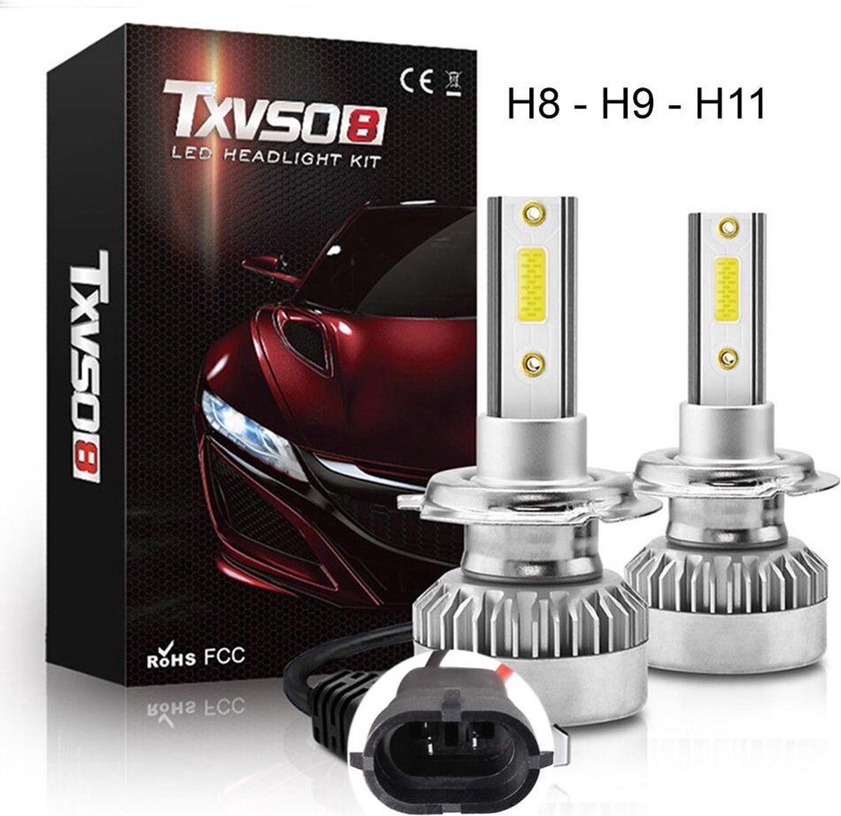 Lampe LED adaptée H8 / H9 / H11 - 16000 Lumen - 6500k Ultra lumineuse -  Compatible | bol