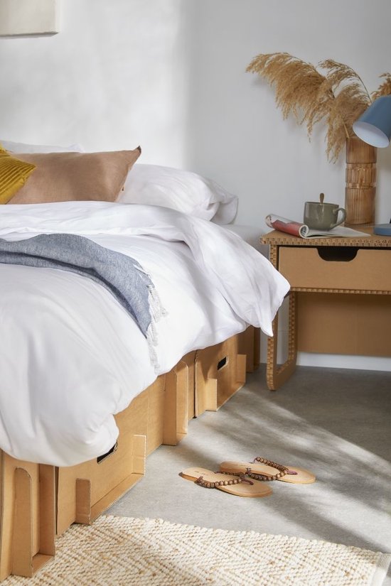 Kartonnen Boog Bed - Matras: 120 x 210 cm (210x120x30 cm bed: 126 x 205cm) - Kartonnen meubels - Bedbodem - KarTent
