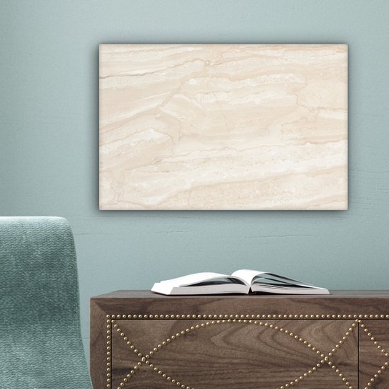 Tableau sur toile Marbre - Chaux - Sable - Texture - 30x20 cm - Décoration murale