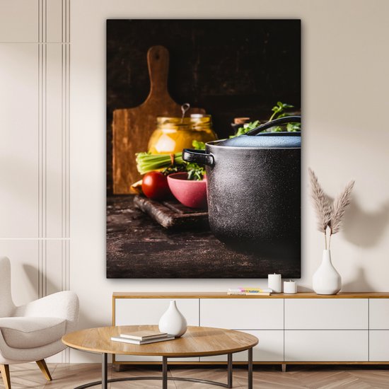 Tableau sur toile Rustique - Nature Morte - Pan - Légume - 120x160 cm - Décoration murale XXL