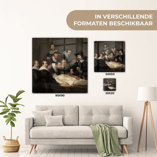 Peinture sur verre - La leçon d'anatomie du Dr. Nicolaes Tulp - Peinture de Rembrandt van Rijn - 20x20 cm - Peintures sur Verre Peintures - Photo sur Glas